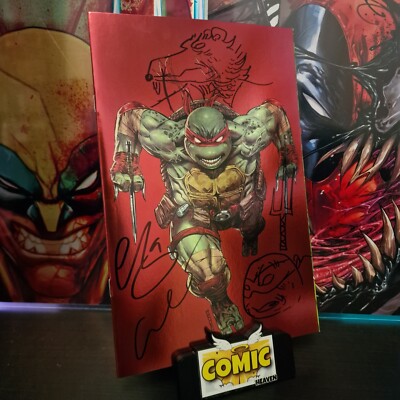 TMNT #1 SDCC FOIL Raphael Isaac & Esau Escorza 2x Signed & Sketched LTD 500   