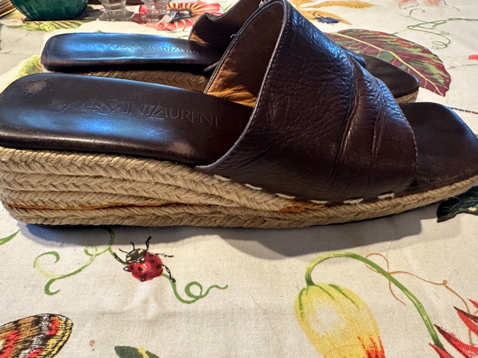 SAINT LAURENT Yves St laurent espadrillas pelle bordeaux 8 5 $100