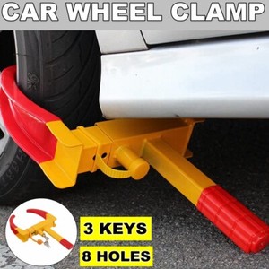 WHEEL CLAMP HEAVY DUTY ANTI THEFT LOCK CARAVAN TRAILER SECURITY CAR VAN KEYS | UK