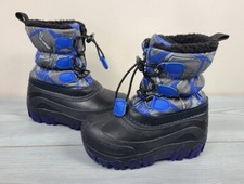 Members Mark Boys Snow Boots Winter Blue Black Warm Lining Adjustable Closure