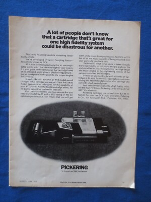 Pickering XV-15 Phono Cartridge Magazine Ad Audio Mag June 1970