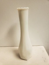 Vintage E.O. Brody Co. White Milk Glass 9" Vase #147 Art Deco Geometric Decor
