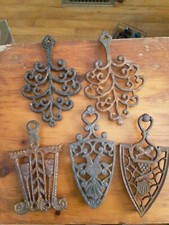Vintage Cast Iron Trivets Lot of 5 , 7.5" To 9" Long , some rust
