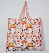 Mushrooms Large Shopping Tote Bag Floral Flowers Marshalls Pink New 