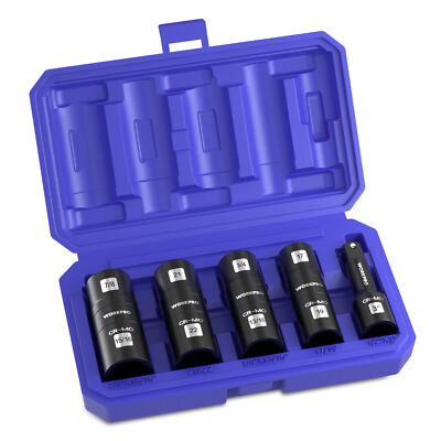 5PCS Impact Socket Set 1/2'' Drive, Lug Nut Socket Set Cr-Mo Steel Polished