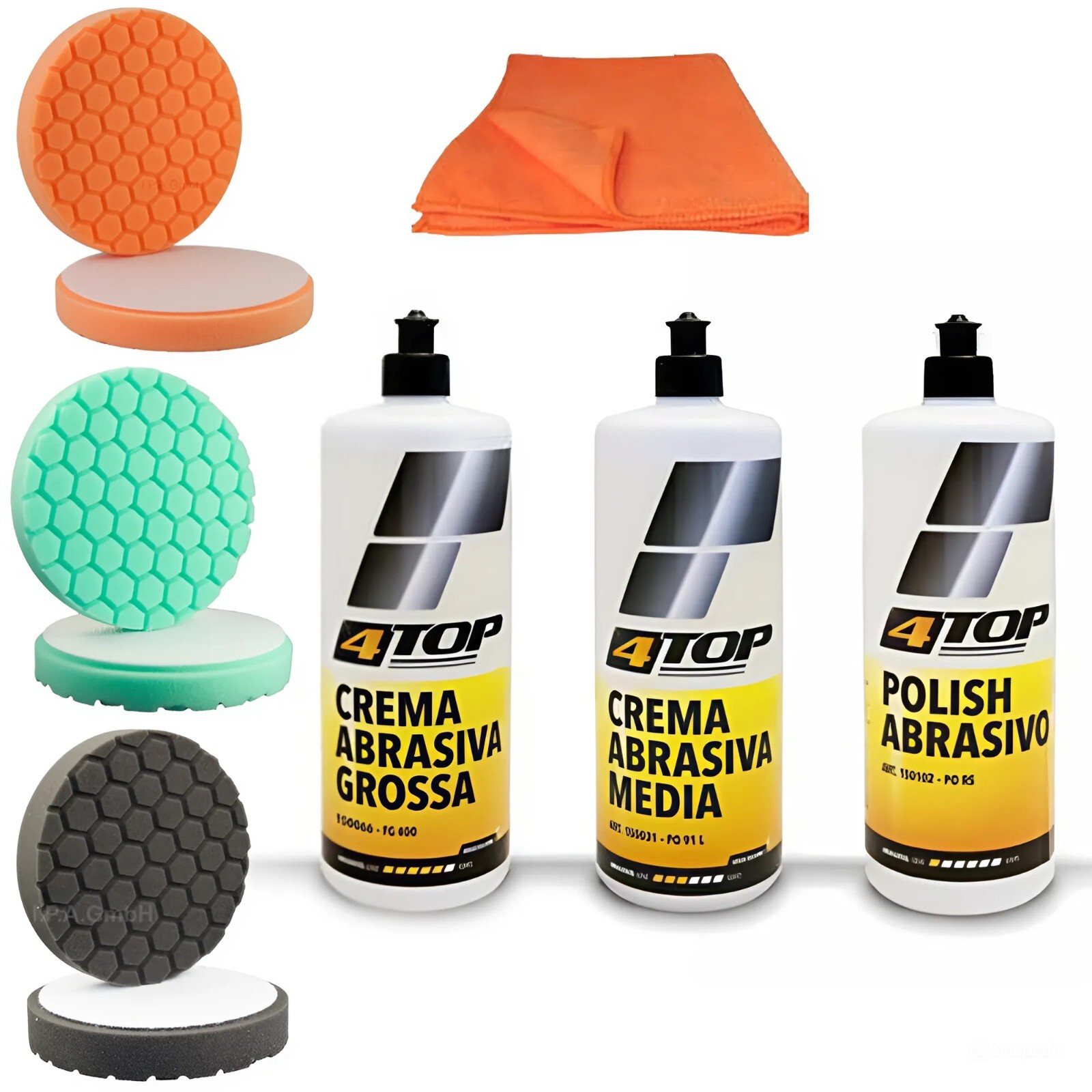 Kit Car Detailing 4Top 3L Pasta Abrasiva + Tamponi 165mm per Lucidatrice