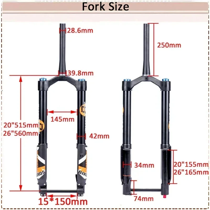 20/26er Ebike Snow/Beach Bike Inverted Air Suspension Fork Thru Axle 15*150mm - Image 2 of 4