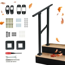 2 Steps Handrails Deck Stair Railing Indoor Black Hand Rails for Outdoor Steps