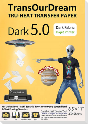 TransOurDream Tru-Iron on Heat Transfer Paper for Dark Fabric 25 Sheets,  Dark T | eBay