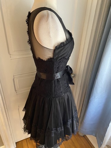 JESSICA MCCLINTOCK SHEER TOP FIT & FLARE PARTY BLACK DRESS-SIZE4-CLASSIC BEAUTY! - Picture 8 of 12