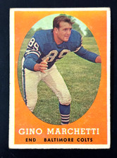 Vintage 1958 Topps Gino Marchetti #16 Baltimore Colts HOF VG/EX no crease