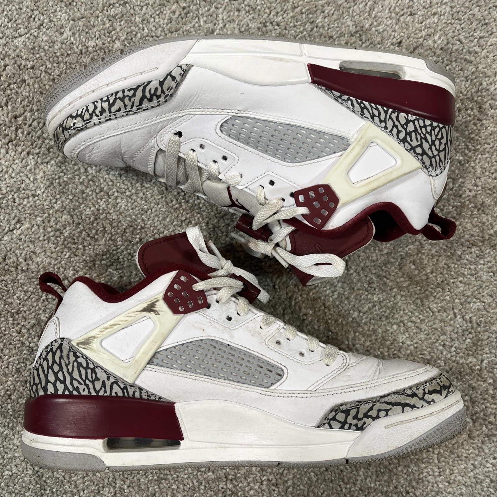 SAOLA Nike Jordan Spizike Bordeaux 315371 070 Uomo Taglia 9 Bianco Marrone Stampa Elefante