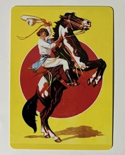 1 SWAP CARD LADY COWGIRL PINTO HORSE MODERN PLAYING RETRO VINTAGE ART NOT A DECK