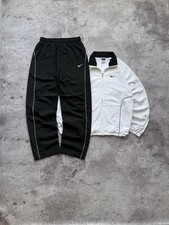 Vintage Nike Court 00s Black/White Nylon Tracksuit Set Jacket Pants Sz Mens M