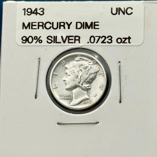1943 Mercury Dime UNC 90% Silver BU Nice Luster ***FREE SHIPPING***