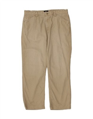 CALVIN KLEIN Mens Straight Casual Trousers W36 L30 Brown Cotton AF03
