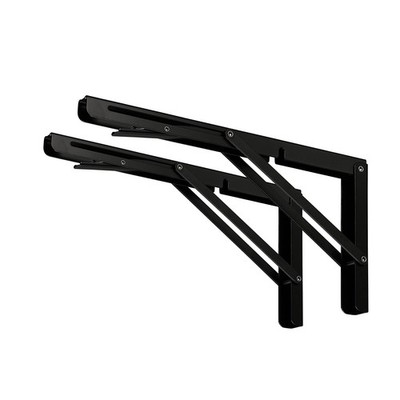 24'' Black Folding Shelf Brackets Max. Load 550 lb, Heavy Duty DIY Wall Mounte...