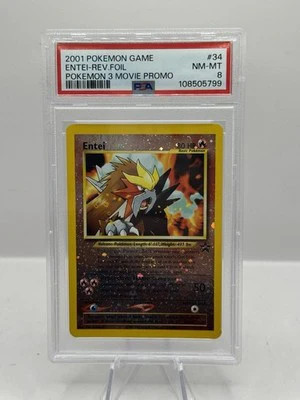 2001 Pokemon Game Pokemon 3 Movie Promo #34 Entei Reverse Foil PSA 8