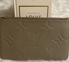 Louis Vuitton Neverfull Pouch Tourterelle Monogram Empreinte Leather Authentic