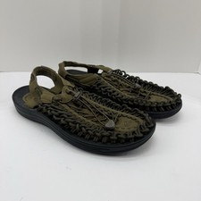 Men  s KEEN Uneek Olive Green Braided Cord bungee hiking Sandals Size 10.5 EU 44