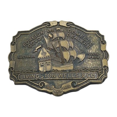 Livingston Wells & Co Nautical Sailing Ship Foreign Domestic Belt Buckle 3.5''