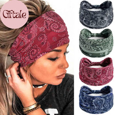 Wide Boho Headbands Floral Stretch Head Wraps Bohemian African Turban Hairbands