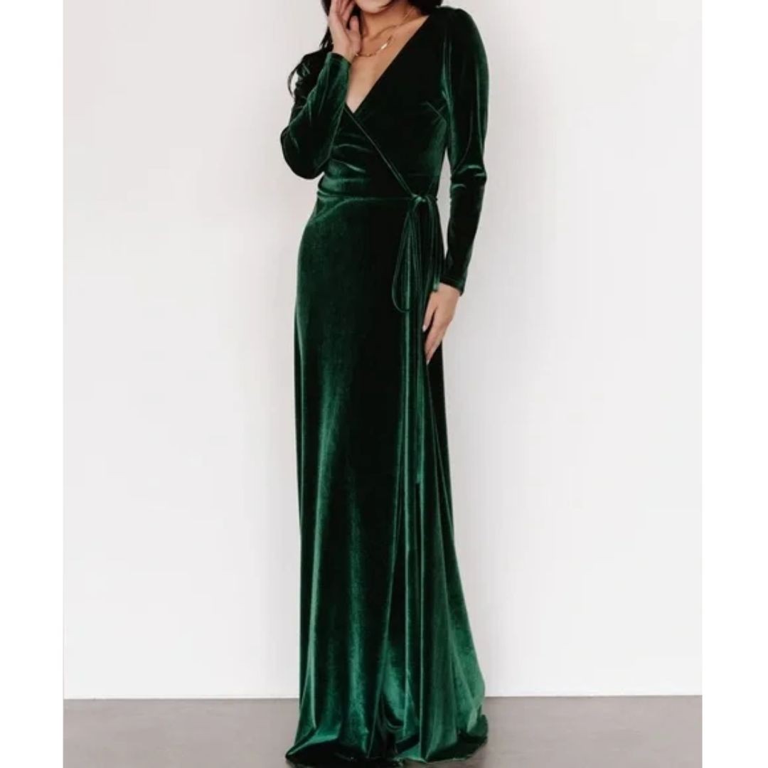 Baltic Born Esmerelda Green Velvet Wrap Maxi Dress Size XL New | eBay