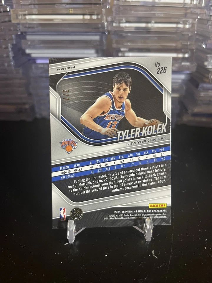 2024 PRIZM BLACK TYLER KOLEK GREEN SHIMMER SSP FOTL /7 KNICKS RC ROOKIE  - Image 2 of 2