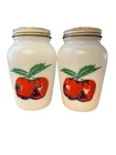 Vintage Anchor Hocking Fire King Apple Salt & Pepper Shakers Milk Glass Retro