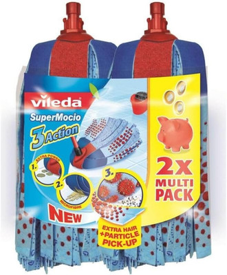 Vileda Supermocio 3Action Wischmopp Ersatzkopf, Mikrofaser Moppkopf Mit Schrubbe