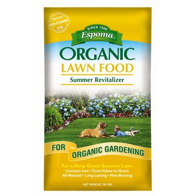 Espoma Organic 8-0-0 Lawn Food Summer Revitalizer for Thick, Green Lawns, 30lbs
