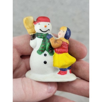 Lemax Christmas Village Figurine Girl Building Snowman Winter Decor 2 Inch
