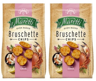 2 BRUSCHETTE MARETTI ROYAL CRAB Flavor Oven Baked Bread Chips Snacks Bags 70g