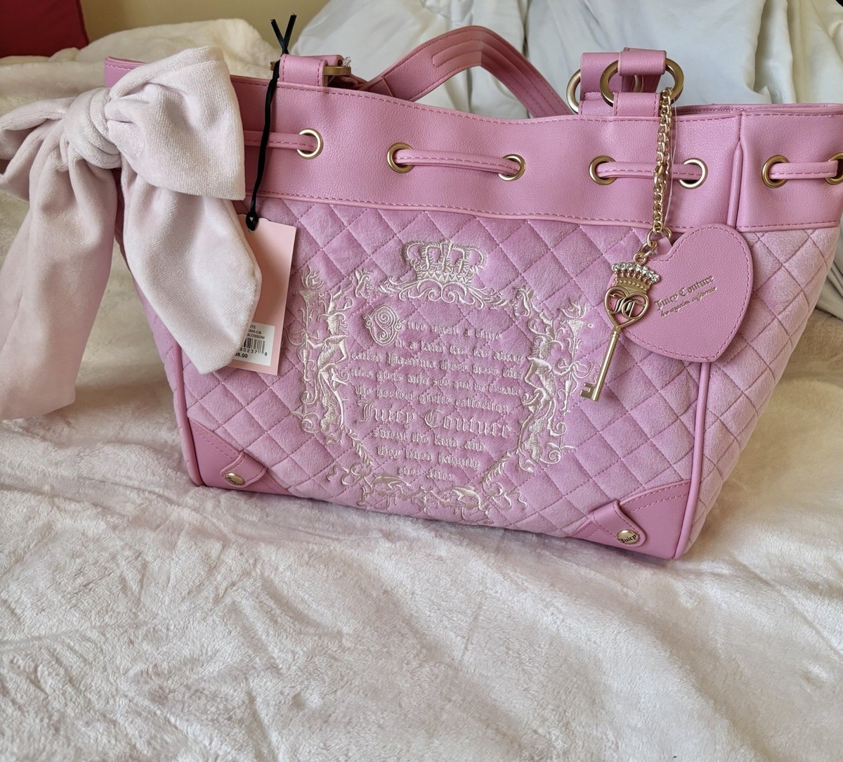 NWT Juicy Couture Daydreamer Pink Quilted Tote Bag | eBay