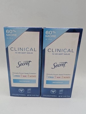 (2) Secret Antiperspirant Deodorant Clinical Strength 72Hr Waterproof Soft Solid