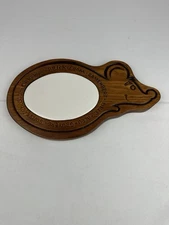 Mouse Shaped Wood & Ceramic Cheese Board Serving Tray Mid Century MCM Vintage