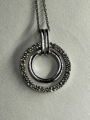 Kreis Sterling Halskette mit Diamantsplittern