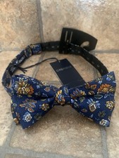 DANIEL CREMIEUX Men's Bow Tie 100 Silk Adjustable Blue Floral Print New