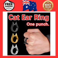 Cat Ear Self Defense Finger Ring Pendant Keychain Multi Tool Outdoor Safety Gift