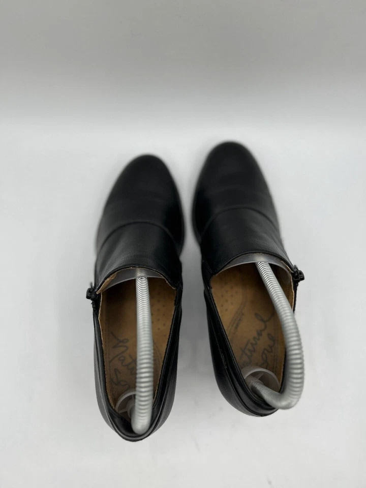 Botín de tacón Natural Soul Block para mujer talla 7,5 M cuero negro cremallera lateral Foto 4 de 4