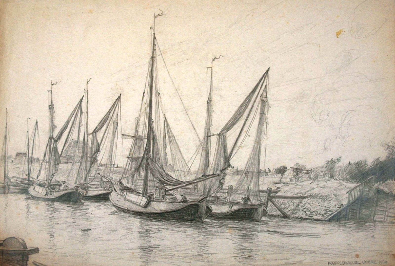 Frank Louis Emmanuel (1865-1948) veleros, Veere, Países Bajos 1930