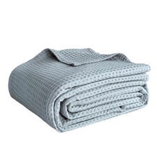Dusty Blue 100 Cotton Waffle Blanket Soft Lightweight Bed Couch 40x50 Inch