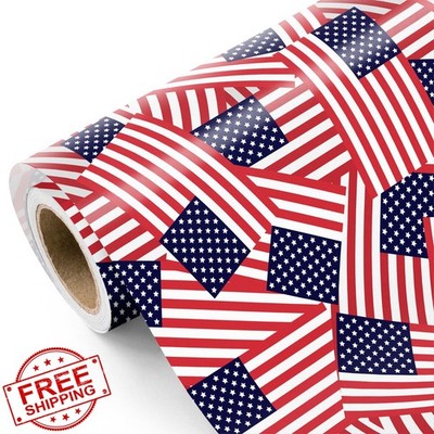 WRAPAHOLIC 4th of July American Flag Wrapping Paper