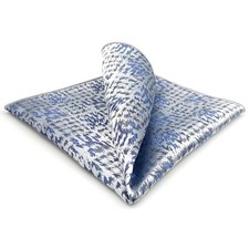 Men's Patterned Pocket Squares Silver Sky Blue for Wedding Formal Events