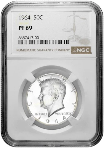 1964 50c Silver Proof Kennedy Half Dollar NGC Graded PF 69 with New Holder
