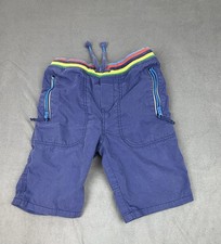 Mini Boden Cargo Shorts Boys 10YR Blue Drawstring Lightweight Baggy Zipper Camp