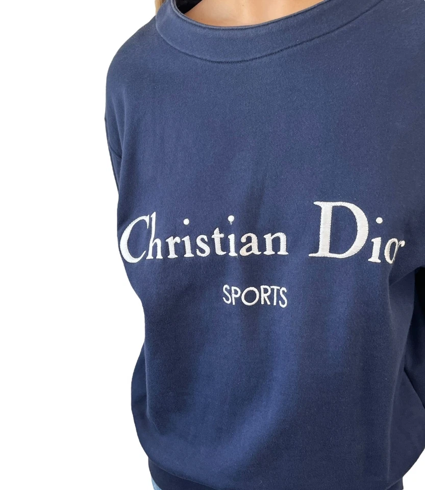 Sudadera deportiva Christian Dior vintage con logotipo #L azul oscuro plata algodón Foto 3 de 4