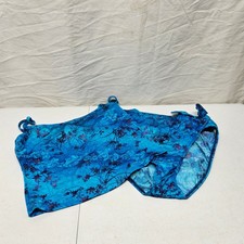 Athena Collection Tankini Set Women 10/12 Blue Purple Botanical Vintage 90s Tie