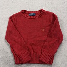 Polo Ralph Lauren Sweater Toddler 3T Red 100 Cotton Knit Crewneck Kids Baby