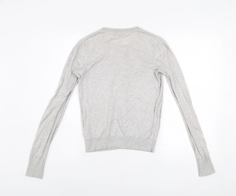 Next Womens Grey Cardigan Size 6 Crew Neck Knit Long Sleeve - Image 3 of 4